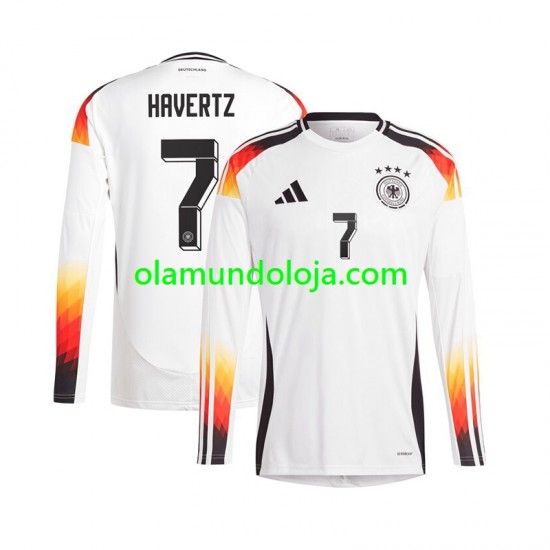 Camisola Alemanha Havertz 7 Homem Equipamento Primeiro Euro 2024 Manga Comprida